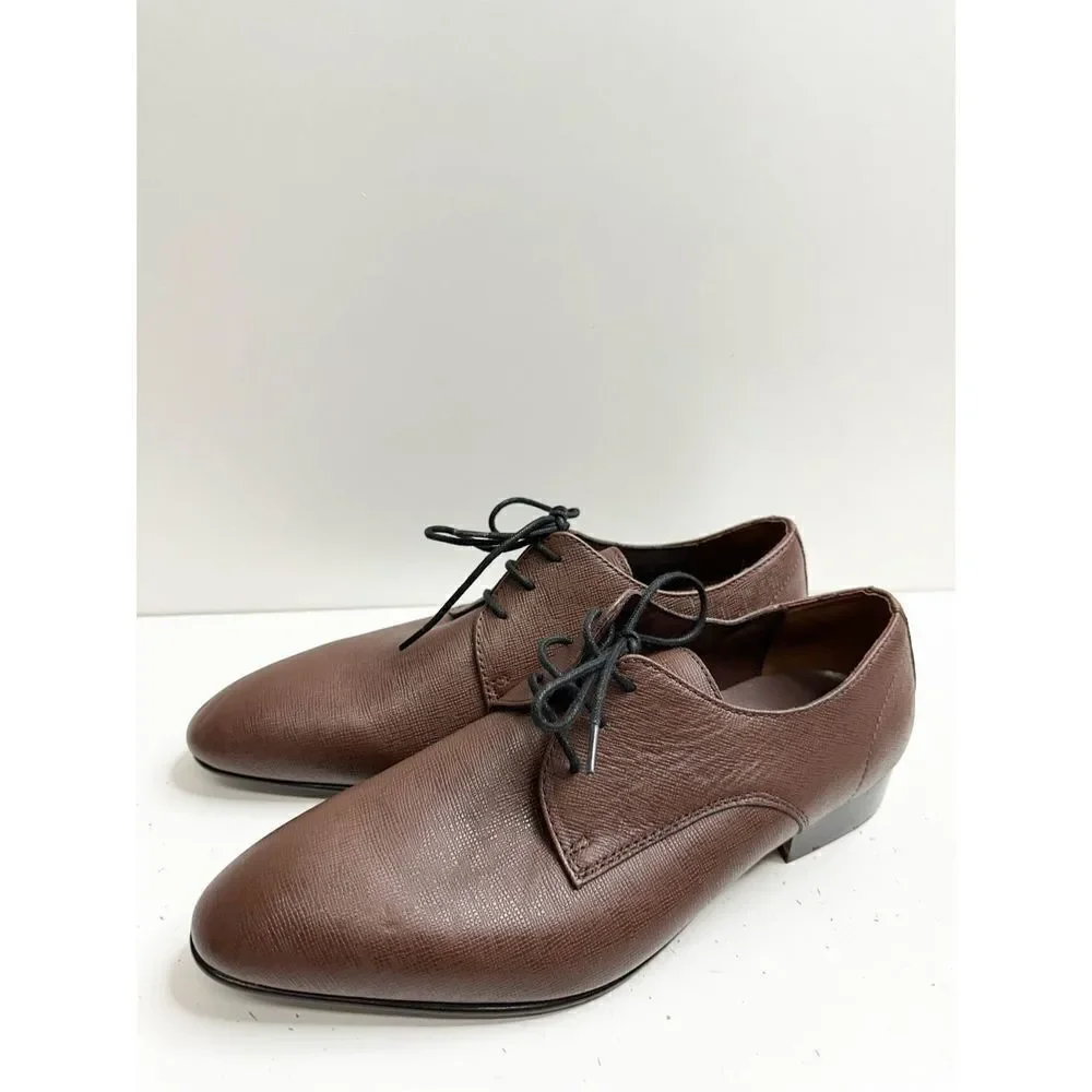 BP Derby Shoes Mens Size 9.5 Brown‎ Textured Leather Plain Toe Shoes NEW